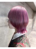 カシスピンク外ハネクラゲヘアー×エンドカラーピンク【池袋】