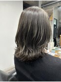 グレージュカラー/ボブウルフ/黒髪/ココアベージュ