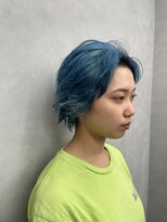 ファイブバイジエクト 堀江(FIVE by The Ect) 水色カラー　夏カラー　ショートヘア　青色　ブルーカラー