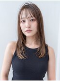 大人かわいい前髪セシルカットココアブラウンフリンジウェーブ