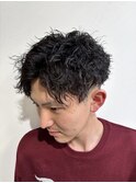 ツイストスパイラルツーブロックマッシュショート