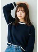 暗髪 黒髪 韓国 ミディアムレイヤーカット 似合わせ 小顔 前髪