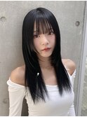 黒髪レイヤー　ハッシュレイヤー　ハッシュカット　縮毛矯正