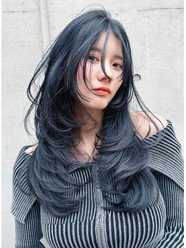ニューヨークニューヨーク なんば道頓堀店(NYNY) 韓国ヘア　レイヤーカット　ワンカール　ブルーブラック