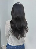 韓国ヘアレイヤーカットグレージュロング暗髪艶髪