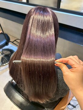 ダブル(W) 髪質改善/カラーエステ/ロングストレート/ブラウンアッシュ