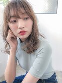 小顔前髪×ココアブラウン×大人かわいい×フリンジウェーブ