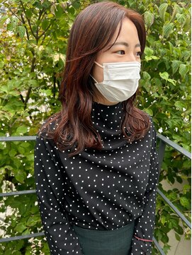 ツイギー 宮西店(TWiGGY) センターパートに秋カラーオレンジブラウン