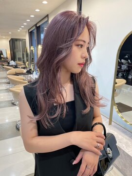 アース コアフュールボーテ 長野駅前店(EARTH coiffure beaute) 韓国風ピンクベージュレイヤー_レイヤーロング