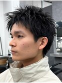 アップバングツーブロックバーバーフェードツイストメッシュ