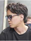 センターパートメンズマッシュパーマニュアンスパーマ刈り上げ