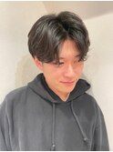 センターパートパーマ