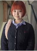 ぱつっとミニボブ×オレンジカラー@20代30代40代50代