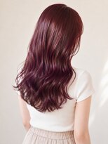 レイフィールド 扶桑店 ワインレッドカラー×艶ウェーブロング