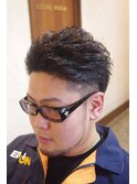 ツーブロック×アップバング×束感ウエットショート