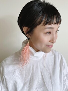 トップヘアーラウンジ 知立(TOP HAIR Lounge) オン眉ワイドバングで大人可愛い/ぱっつん前髪/アッシュブラック