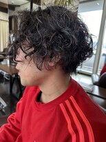 ムース 福島市店(Mousse-88-)&nbsp;波巻き無造作ウェーブ メンズショートボブ