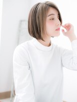 海浜幕張/髪質改善/斜めバング!細めハイライト切りっぱなしボブf