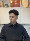 べリーショートダークアッシュニュアンスパーマ韓国マッシュ
