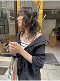 ロングウルフパーマウェーブミディアムレイヤーパーマ