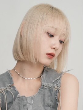 サンクマーケット 渋谷(cinq MARKET) 渋谷ブリーチカラータッセルボブ顔周りレイヤー切りっぱなしボブ