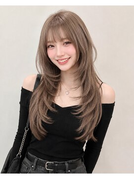 アース 大曽根店(HAIR&MAKE EARTH) ミルクティーベージュ×トレンドハッシュカット