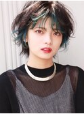 ポイントカラー/暗髪/レイヤーカット/大人可愛いショートボブ