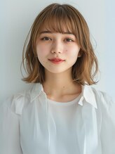 カノエ 福岡香椎店(canoe) 切りっぱなしボブ　外ハネボブ　ミルクティーベージュ　髪質改善