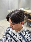 メンズ曲がる縮毛矯正センターパートツーブロック刈り上げ