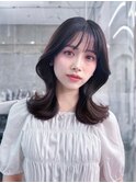 美髪韓国レイヤーイメチェン似合わせチェリーブラウンミニウルフ
