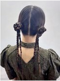 結婚式お呼ばれヘア◆ツインヘアツインアレンジタイトツイン夏