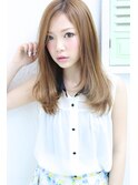 【セミロング】ハイトーンカラー×ナチュラルカール