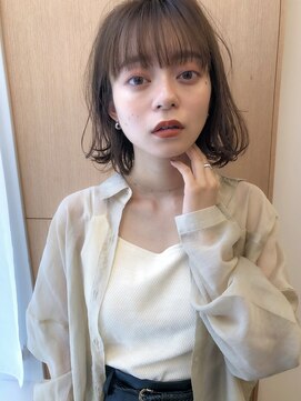 アコロン(acoron) 小顔前髪×ラベンダーベージュ×くすみカラー×切りっぱなし