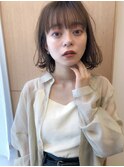 小顔前髪×ラベンダーベージュ×くすみカラー×切りっぱなし