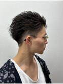 ツーブロックビジネスショートフェードスパイラルツイストパーマ