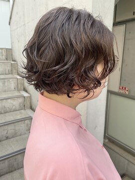 ユノ(juno) ふわふわウェーブパーマのショートボブ♪オリーブブラウンカラー