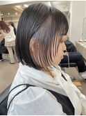 【中目黒】顔まわりレイヤーの切りっぱなしボブ☆インナーカラー
