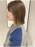 イメチェンシースルーバングオリーブベージュイルミナカラー