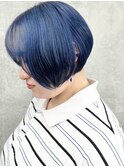*/かわいい愛されブルーカラー寒色系カラー前髪あり30代40代1