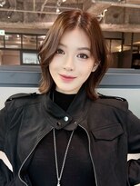 アルバム 銀座(ALBUM GINZA)&nbsp;顔周りレイヤーミディアムボブココアベージュ_F21214