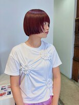 ヘアーアイストゥーレ(HAIR ICI TRE)&nbsp;ブリーチなしダブルカラー　レッドカラー赤髪大人ボブミニボブ