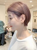 【paaq田中】耳かけ丸みショート×送り毛×ピンクベージュ