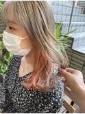 【hair salon W】サーモンピンクカラー
