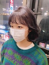 【おすすめスタイル４】韓国風ヌナボブ × ダークラベンダー × シースルー前髪