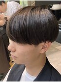 センターパート縮毛矯正マッシュ刈り上げ毛流れツーブロック