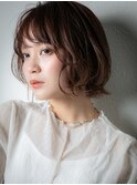 斜めバングくせ毛風マッシュパーマボブウルフw志木20代30代40代