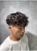ショートマッシュ×波巻きパーマ