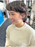 オン眉くせ毛風ショートボブ/アッシュベージュ