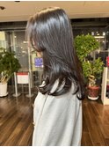 グレージュ　レイヤーカット　セミロング　20代30代40代