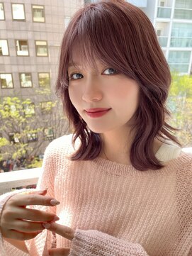 エトラ 渋谷店(etora) ★ピンクベージュブリーチレイヤーカールベビーピンク門口直詳